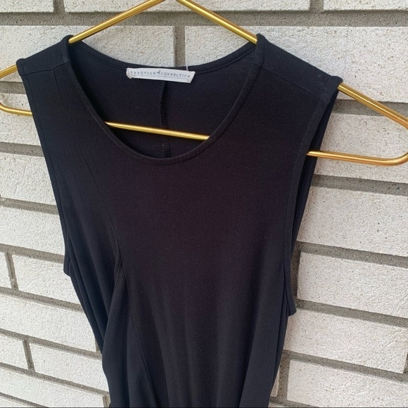 Peruvian Connection Black Sari Tie Front Dress Pima Cotton Modal Spandex Small - Picture 2 of 9